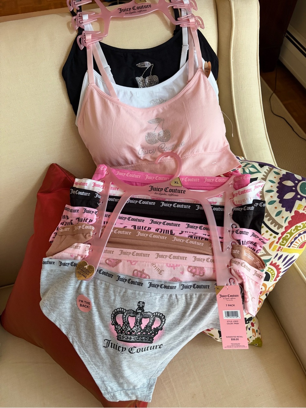 NWT Juicy Couture choose 3 pack soft cup bras size L or 7 pair underwear size XL